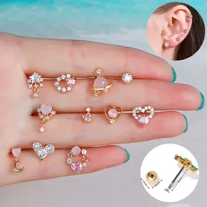 SSeeSY wholesale hot sale bulk custom classic copper brass gold plated zircon jewellery fashion jewelry heart stud earrings