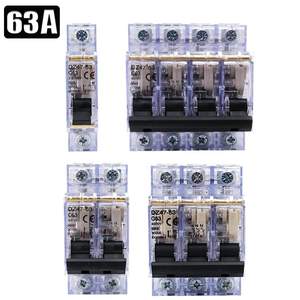 DZ47-63-T-C63 1/2/3/4 Pólo 63A Transparente Shell MCB Vazamento De Trilho Din Proteger Interruptor De Ar Interruptor Em Miniatura Elétrica Disjuntor - Product Image 1
