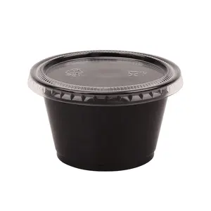 Toutes les tailles disponibles 1.5oz 2 oz portion tasse en plastique jetable sauce conteneur à emporter tasse en plastique en gros avec couvercle