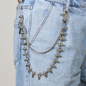 Nuova Catena da Vita Unisex in Metallo a Doppio Strato con Teschio e Proiettile, Accessorio Hip-Hop Punk per Performance, 60cm, per <span class=keywords><strong>Jeans</strong></span> - Product Image 4