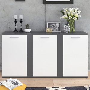 Buffet moderne <span class=keywords><strong>Novelli</strong></span> avec 3 portes, blanc, grande capacité, meubles de salon - Product Image 2