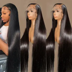 Pelucas de cabello humano peruano virgen para mujeres negras, 20 pulgadas, 13x4, transparente, Hd, con encaje Frontal, sedoso