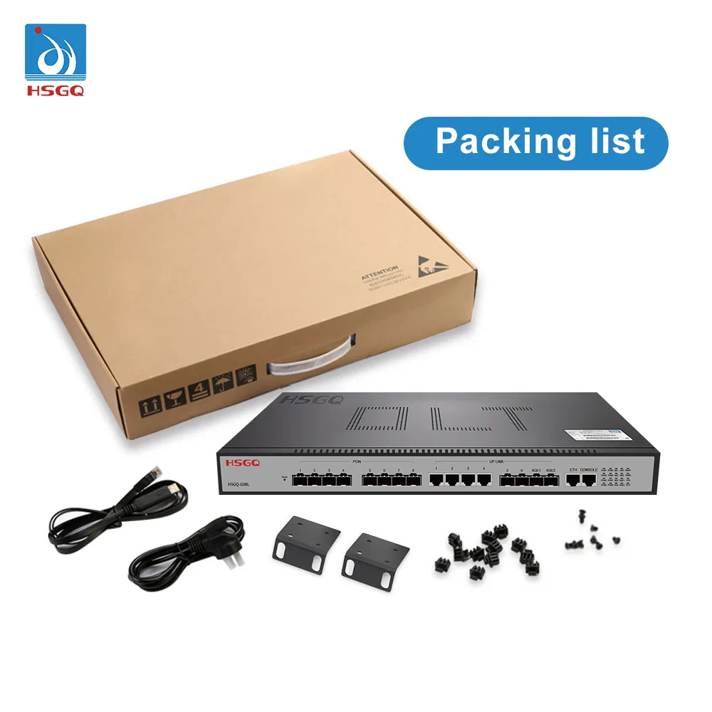 HSGQ-G08LOEM ODM GPON OLT 8 cổng với 10 gam cổng uplink Tương thích với hsgq GPON OLT