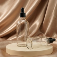 Flacon compte-gouttes en verre transparent noir personnalisé, de 5 ml à 100 ml, avec bouchon à vis et sérigraphie pour huiles essentielles