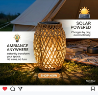Lampes d'ambiance en rotin à énergie solaire utilisées pour décorer les pavillons, lanterne solaire tissée à la main, lampe en rotin solaire étanche