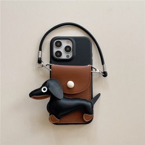 เคสโทรศัพท์ลายสุนัขดัชชุนด์น่ารัก พร้อมสายคล้องมือ วัสดุหนัง PU สำหรับสาวๆ ป้องกันได้ดีเยี่ยม - Product Image 2
