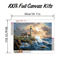 Fait à la main 40*50cm paysage marin décoration murale diamant peinture pleine ronde 5D acrylique phare diamant peinture Kits