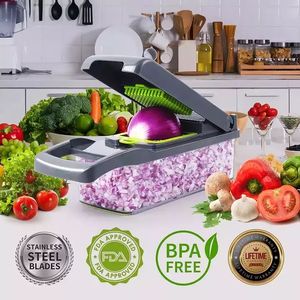 Utensilios de cocina de acero inoxidable 18/18 al por mayor, herramientas picadoras de frutas y verduras, utensilios de prensa de cebolla y ajo, mandolina - Product Image 2