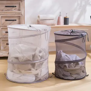大型可折叠洗衣篮可折叠网状弹出式洗衣房，带把手，用于洗衣房浴室储物组织器