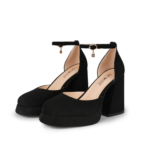 WETKISS Factory Custom Black Suede Shoes Ankle Strap <strong>Closed</strong> Round <strong>Toe</strong> Pumps <strong>Block</strong> <strong>Heel</strong> Pumps Platform Chunky <strong>Heels</strong> for Women - Product Image 5