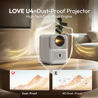 Projecteur intelligent Android BYINTEK LOVE U4, version améliorée, prise en charge native 1080P, WiFi, conception anti-poussière en tissu, home cinéma à moins de 100 $