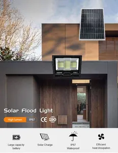 ソーラーLEDフラッドライト高出力充電式IP67防水1000wオールインワン屋外LEDガーデン照明