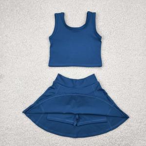 Gran oferta de ropa deportiva para niños, falda atlética para niños pequeños, trajes para niños y niñas, <span class=keywords><strong>chaleco</strong></span> sin mangas, y falda Top, traje de Yoga de dos piezas - Product Image 6