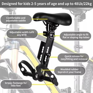 Siège de vélo réglable, selle de vélo, siège avant pour enfant monté sur vélo - Product Image 3