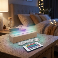 Base lumineuse LED en bois 16 couleurs, intensité réglable, commande tactile, support de lampe en acrylique intelligent pour chambre à coucher, éclairage nocturne DIY