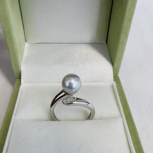 Anillo Ajustable de Plata de Ley S925 con Perla de Mar de 8.5-9 mm de Zhuji, Estilo Simple y Moderno - Product Image 3