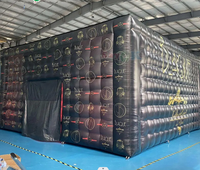 Tente de fête extérieure en PVC, cube gonflable d'éclairage disco LED portable noir OEM, 8x8x4m