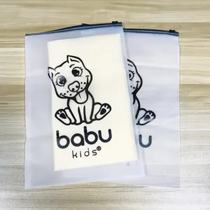 50 MOQ Custom Frosted Plastic Clothes T Shirt Swimwear Packaging Zipper Bag With Brand Logo