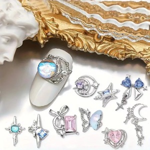 TSZS - Dijes <span class=keywords><strong>de</strong></span> <span class=keywords><strong>Uñas</strong></span> 3D <span class=keywords><strong>de</strong></span> Aleación con Cristales, Luna, Estrella y Corazón, Decoraciones <span class=keywords><strong>de</strong></span> <span class=keywords><strong>Uñas</strong></span> con Circonita Rosa y Azul, Suministros <span class=keywords><strong>de</strong></span> Manicura - Product Image 3