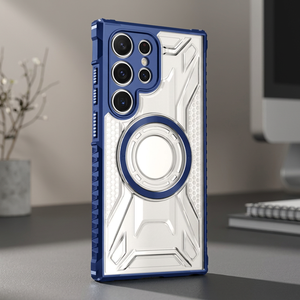เคส S25 Ultra Clear Blue Trim Armor Design แบบนูนลาย TPU/PC รองรับการชาร์จแบบ Qi2 พร้อมห่วงแม่เหล็กในตัว ป้องกันรังสียูวี - Product Image 2