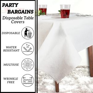 <b>White</b> Disposable Shrink Bag <b>Table</b> <b>Cloth</b> Premium Quality Moisture Proof Offset Printed for Tableware and Parties Everyday Use - Product Image 6