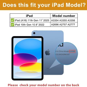 Étui pour <span class=keywords><strong>iPad</strong></span> 10e/11e génération, housse de protection en acrylique 3-en-1 pliable avec emplacement pour stylet 29x22 - Product Image 4