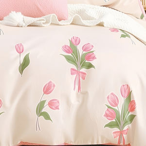 Parure de lit 3 pièces Queen/King Size en coton brossé doux et épais, housse de couette, drap et taies d'oreiller, 100% coton, motif végétal moderne, 200 fils/cm², livraison rapide - Product Image 5