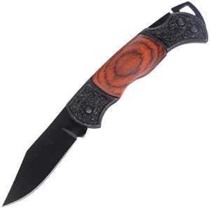 Trọng Lượng Nhẹ Màu Đen 2.17 "Clip Điểm Lưỡi Hoa Khắc Bolster Dymonwood Quy Mô Trở Lại Khóa Dây Buộc Lỗ Gấp Dao Cho Edc - Product Image 1