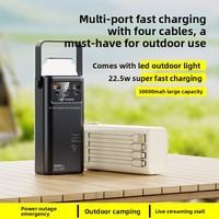 Batterie externe transfrontalière grande capacité 50000 mAh avec lampe LED pliable, alimentation mobile partagée pour extérieur, sortie multi-USB en plastique