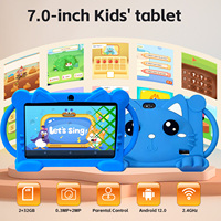 Nouvelle tablette éducative pour enfants Green Choice avec poignée en forme de chat, 7 pouces, Android 12, 2 Go de RAM, 32 Go de ROM, alimentée par énergie solaire, économe en énergie