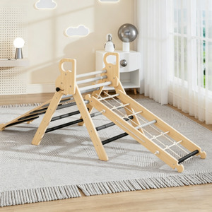 Ensemble d'escalade en bois 8-en-1 Triangle de Pikler, Jouets pour tout-petits, Aire de jeux intérieure pour bébés, Gymnase Montessori pour enfants - Product Image 4