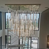 Lustre moderne en aluminium pour hôtel, luminaire suspendu pour hall d'entrée, décoration de mariage, luminaire suspendu en tube LED