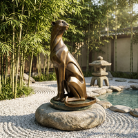 Sculpture de léopard en bronze massif sur mesure - Art animalier classique personnalisé, fabriqué sur commande avec livraison mondiale, sculpture en bronze