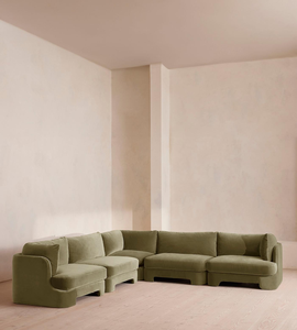 أريكة قطاعية عصرية أنيقة من القطيفة الخضراء الفاتحة لغرفة المعيشة - Product Image 5