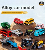 Miniatures de voitures en alliage moulé sous pression, motos, bus et camions de fret à rétrofriction, ensemble de modèles, boîte cadeau, jouets promotionnels en gros