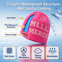 Bonnet en jacquard imperméable personnalisé avec logo, double couche isolante, tricoté, pour l'extérieur, la plage et les températures froides