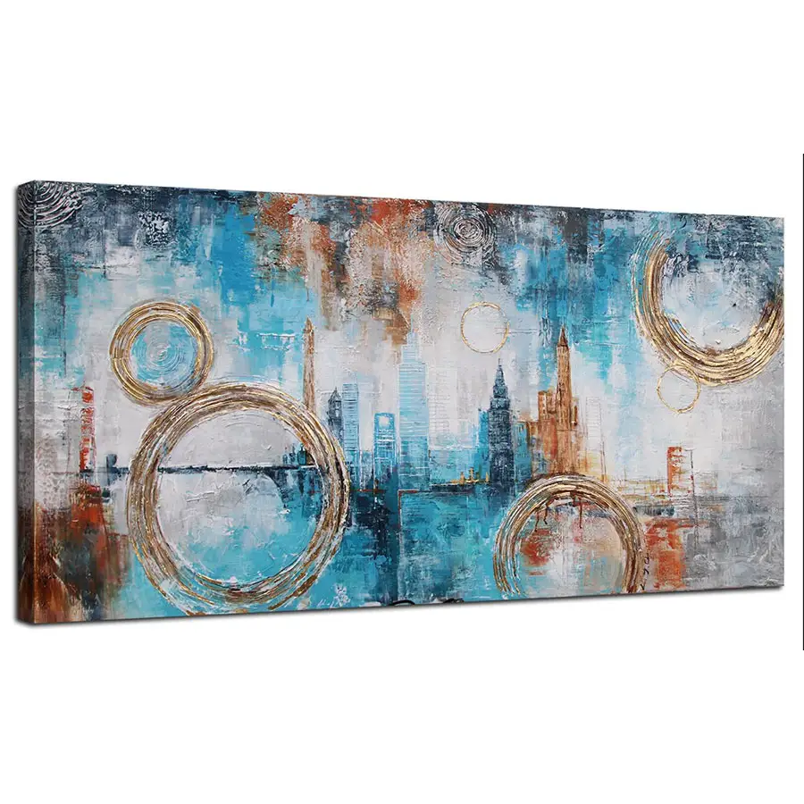 Original Art Modern Abstract Blue City Posters and Prints OEM&ODM Paintings for Living Room Home Decor