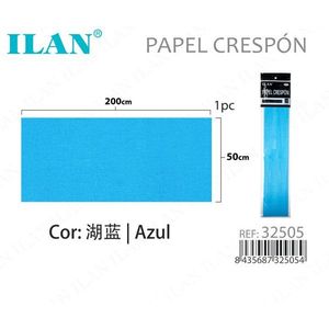 Carta Crespa Ilan 50x200 Cm Blu Lago Per Lavori Artigianali - Product Image 1