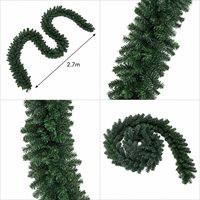 Guirlande de Noël artificielle en PVC de 2,7 m prête à être expédiée, en rotin PVC vert pour la décoration de la cheminée et des escaliers à la maison