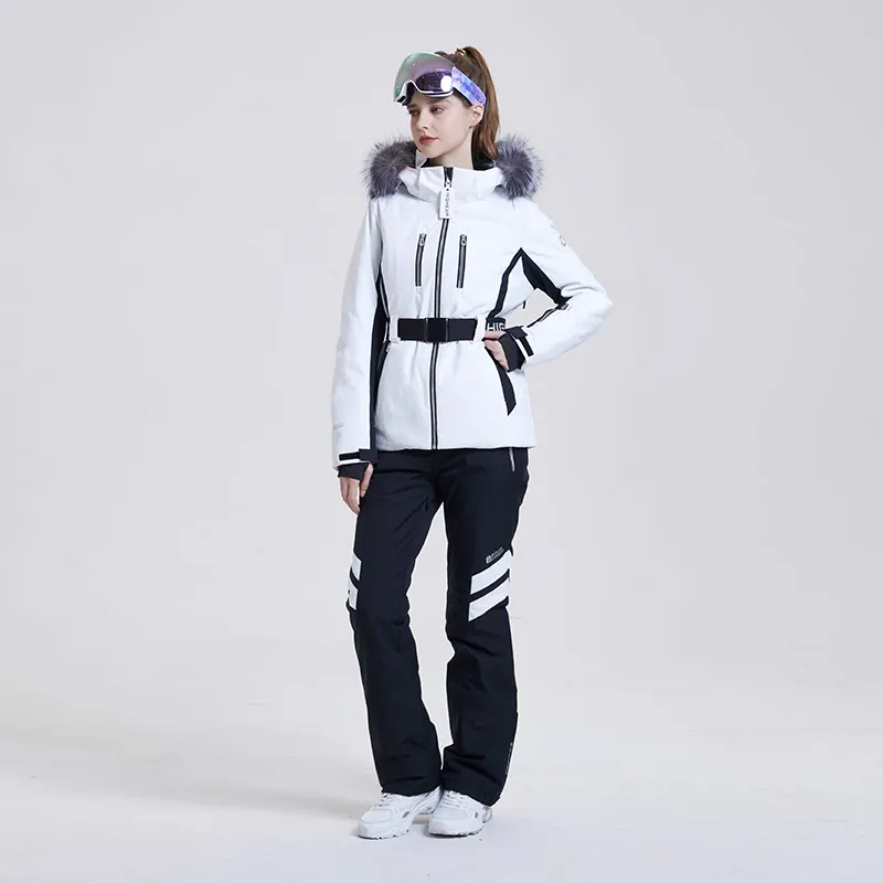 الشركات المصنعة الصينية للبيع جديد الشتاء المرأة سترة التزلج شعار مخصص سباق التزلج الدعاوى