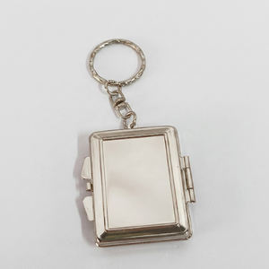 <b>Personalized</b> Foldable Pocket Mirror <b>Keychain</b> Silver Mini Vanity Mirror - Product Image 1
