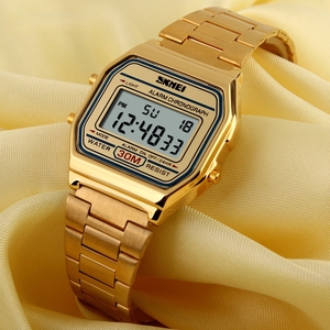 Reloj electrónico cuadrado retro de lujo para hombre con correa de acero de aleación, accesorio ligero de moda resistente al agua - Product Image 1