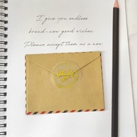 Rouleau d'étiquette de remerciement personnalisé, feuille d'or transparente, cercle rond 500, votre commande, autocollant de remerciement pour les petites entreprises