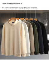 Sweat-shirt unisexe en coton et polyester 320 g/m² avec logo personnalisé, fermeture éclair intégrale, col montant, style streetwear décontracté, automne-printemps
