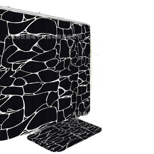 Ren Shi <b>Shower</b> Curtain And Toilet Seat <b>Set</b> Polyester Grey Pattern <b>Bathroom</b> <b>Set</b> - Product Image 5