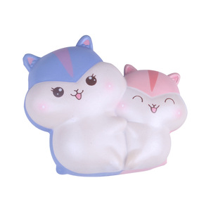 Cute Slow <b>Rebound</b> PU Hamster Animal Desk Toy Pair Plush Figure - Product Image 5