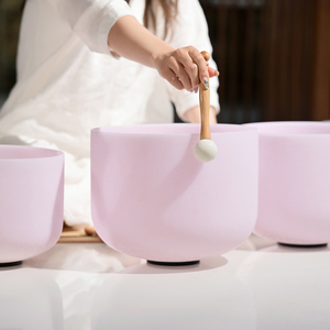 Jinfang 6-12 inch roze gematteerde klankhealing chakra kwarts kristallen zangkommen set van 7 voor meditatie - Product Image 2
