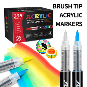 Marcadores de Pintura Acrílica <span class=keywords><strong>Permanente</strong></span> de 24/36 Colores, Rotuladores con Punta de Pincel de 6 mm <span class=keywords><strong>para</strong></span> Madera, Roca, <span class=keywords><strong>Vidrio</strong></span>, Lienzo, Piedra, Tela, Metal y Cerámica - Product Image 2