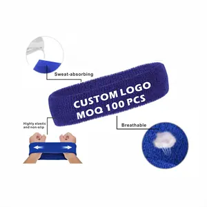 Am meisten willkommen Outdoor Fußball Basketball Sport Schweiß band Terry Cotton Custom Logo Elastic Stirnband