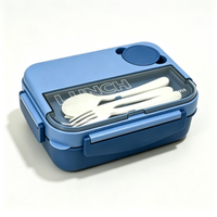 Boîte à lunch portable pour enfants, étudiants, bureau, rentrée scolaire, boîte bento avec fourchette et cuillère, récipient de stockage alimentaire pour micro-ondes